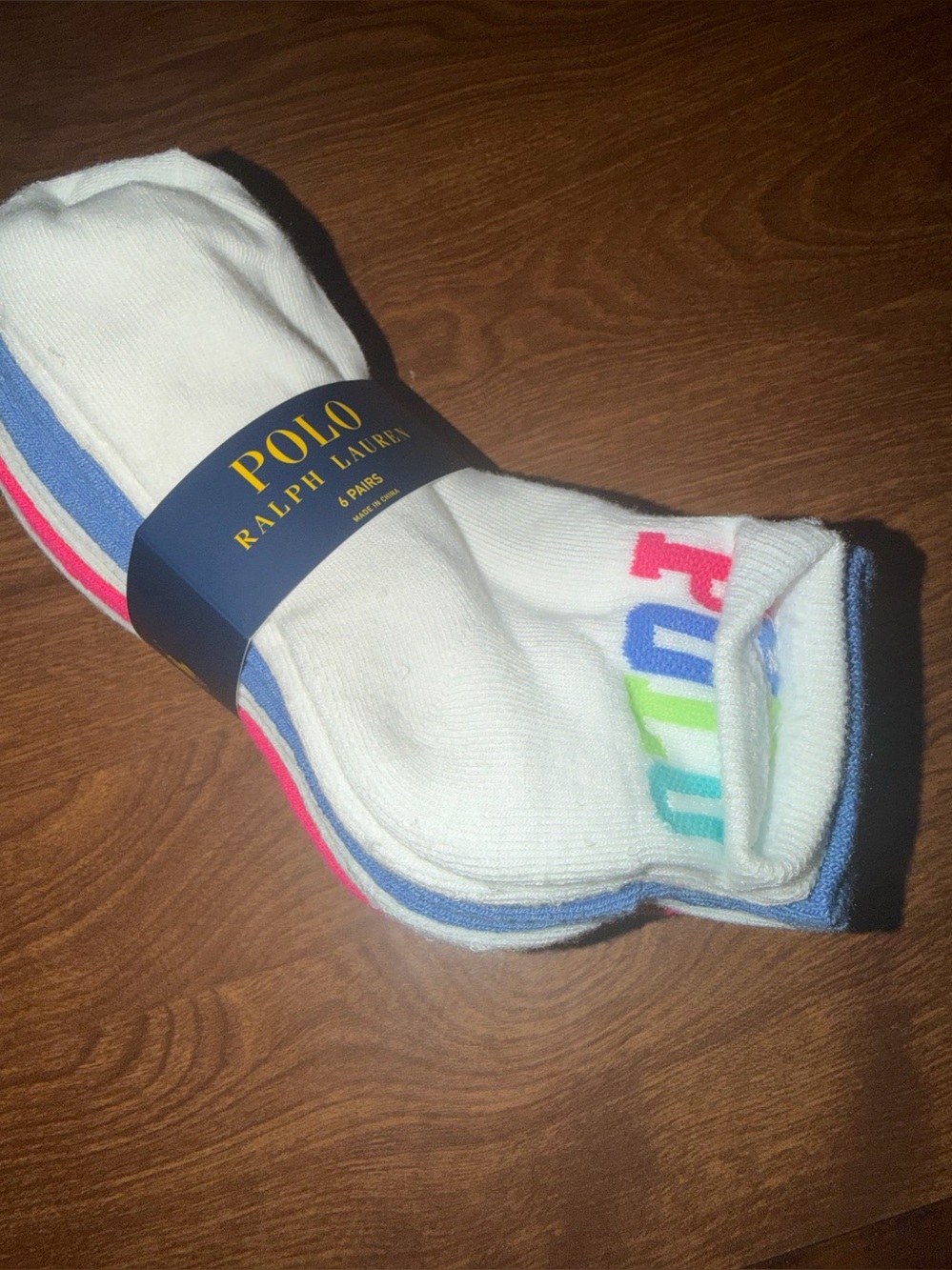 Polo by Ralph Lauren White Low-Cut Socks with Multicolor Accents